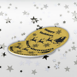 モノグラムブラックオン金ゴールドメリークリスマス | ペーパープレート