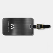 モノグラムブラックグフェイクレイ金属鋼系カスタム ラゲッジタグ (正面横)