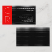 モノグラムブラックグレーレッドストライプ名刺 名刺 (正面/裏面)