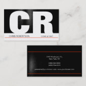 モノグラムブラックグレーレッドホワイトビジネスカード 名刺 (正面/裏面)