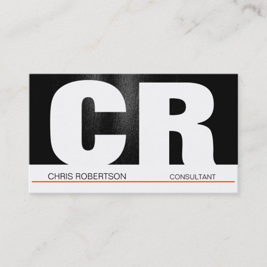 モノグラムブラックグレーレッドホワイトビジネスカード 名刺 (正面)