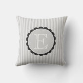 モノグラムブラックグレー白うろこストライプ型 クッション (裏面)