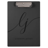 モノグラムブラックスクリプトイニシャルモダンプロフェッショナル クリップボード (正面)