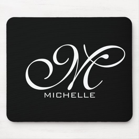 モノグラムブラックスクリプパーソナライズされたト マウスパッド (正面)