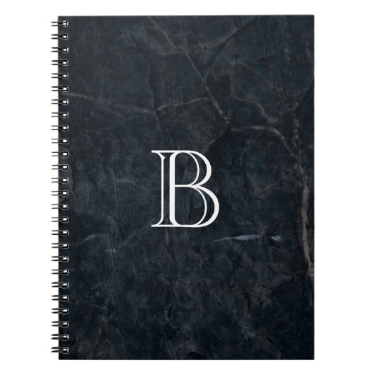 モノグラムブラックストーン抽象芸術テクスチグランジャ ノートブック (正面)