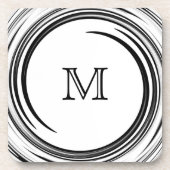 モノグラムブラックスワール抽象芸術アート コースター (正面)