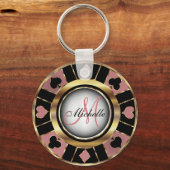 モノグラムブラックダスティーバラ&金ゴールドラスベガススタイル キーホルダー (正面)