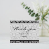 モノグラムブラックダマスクペイズリー結婚ズサンキュー サンキューカード (スタンド正面)