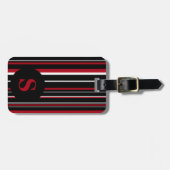 モノグラムブラックダークレッドバーコードサークストライプル ラゲッジタグ (正面横)