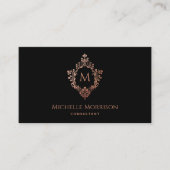 モノグラムブラックバラ金ゴールドクレストエレガントヴィンテージ 名刺 (正面)