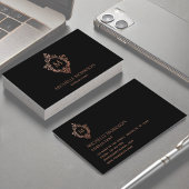 モノグラムブラックバラ金ゴールドクレストエレガントヴィンテージ 名刺