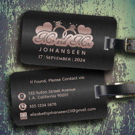 モノグラムブラックバラ金ゴールド結婚の新婚 ラゲッジタグ