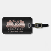 モノグラムブラックバラ金ゴールド結婚の新婚 ラゲッジタグ (正面横)