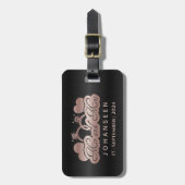 モノグラムブラックバラ金ゴールド結婚の新婚 ラゲッジタグ (正面縦)