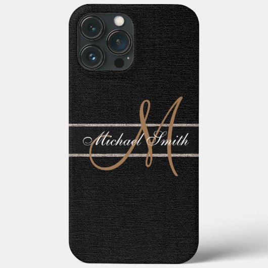 モノグラムブラックバーラップリネン素朴ジュテ Case-Mate iPhoneケース (裏面)