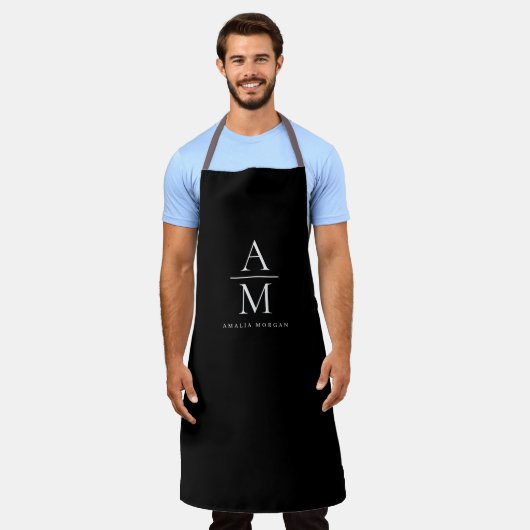 モノグラムブラックパーソナライズされたエプロン エプロン (着用した状態)