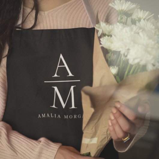 モノグラムブラックパーソナライズされたエプロン エプロン