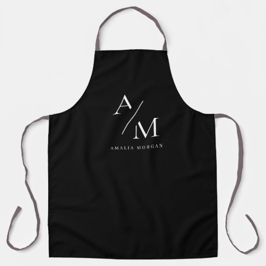 モノグラムブラックパーソナライズされたエプロン エプロン (正面)