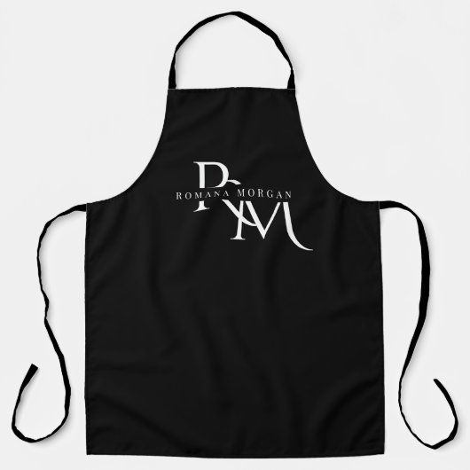 モノグラムブラックパーソナライズされたエプロン エプロン (正面)