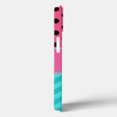 モノグラムブラックピンク水玉模様ターコイズシボ Case-Mate iPhoneケース (裏面 / 右)