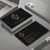 モノグラムブラックフェイク金ゴールドエレガントヴィンテージクレスト 名刺
