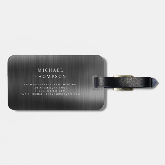 モノグラムブラックブラッシュメタルエレガントメタル ラゲッジタグ (裏面横)