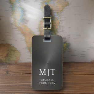 モノグラムブラックブラッシュメタルエレガントメタル ラゲッジタグ