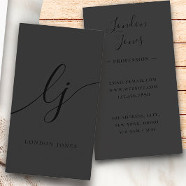 モノグラムブラックモダン書道イニシャルエレガント 名刺