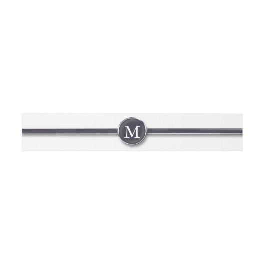 モノグラムブラックラインとボタン 招待状ベリーバンド (フラット)