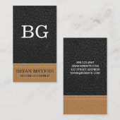 モノグラムブラックレザー | ステッチ 名刺 (正面/裏面)