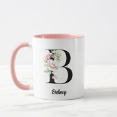 モノグラムブラックレターウォーターカラーフラワー マグカップ (左)