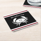 モノグラムブラックレッドホワイトカ航海のニ スクエアペーパーコースター (アングル)
