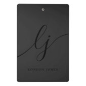 モノグラムブラック書道イニシャルプロフェッショナル ミニクリップボード (裏面)