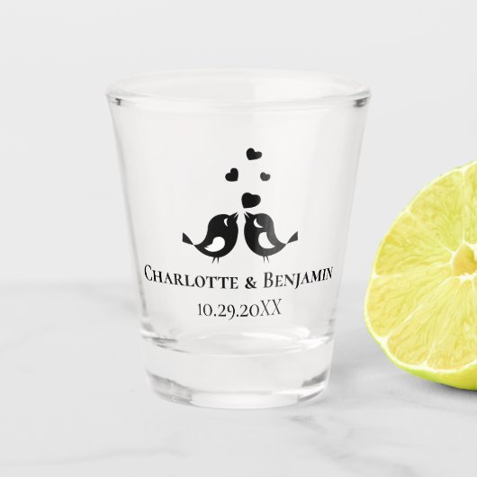 モノグラムブラック結婚式の引き出物 ショットグラス (正面)