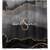 モノグラムブラック金ゴールドアゲイト シャワーカーテン (正面)