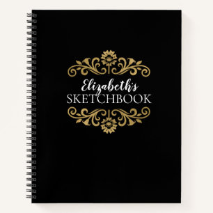 モノグラムブラック金ゴールドアーティストSketchbookノートブック ノートブック