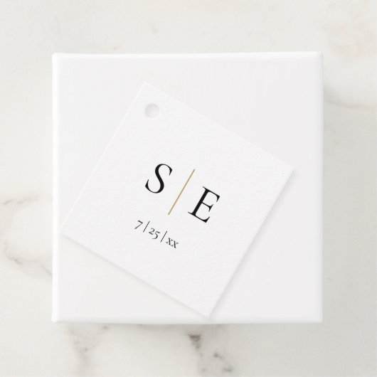 モノグラムブラック金ゴールドエレガントウェディング フェイバータグ (インサイチュ)