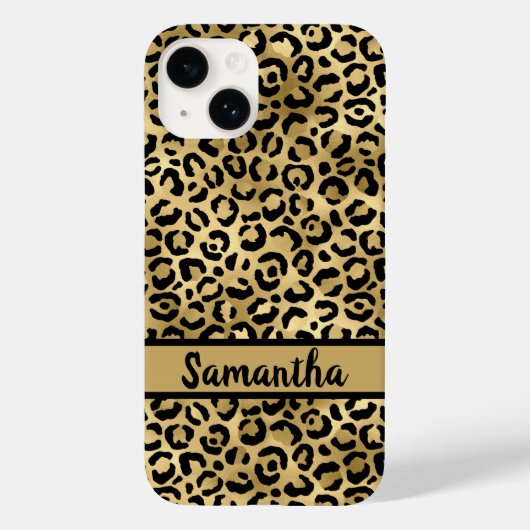 モノグラムブラック金ゴールドヒョウcheetahプリント Case-Mate iPhoneケース (裏面)