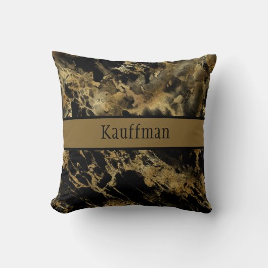 モノグラムブラック金ゴールドマーブルゲートトレンディーシック クッション (正面)
