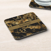 モノグラムブラック金ゴールドマーブルゲートトレンディーシック コースター (左側)