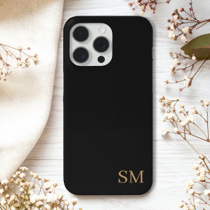 モノグラムブラック金ゴールドミニマルイニシャル iPhone 15 PRO MAXケース