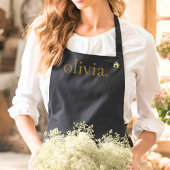 モノグラムブラック金ゴールドモダンミニマルエレガントリスト エプロン