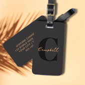 モノグラムブラック金ゴールドモダンミニマルエレガントリスト ラゲッジタグ