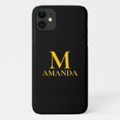 モノグラムブラック金ゴールドモダンミニマルエレガントリスト Case-Mate iPhoneケース (裏面)