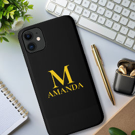 モノグラムブラック金ゴールドモダンミニマルエレガントリスト iPhone 11 ケース