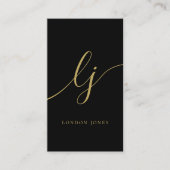 モノグラムブラック金ゴールドモダン書フェミニン跡 名刺 (正面)