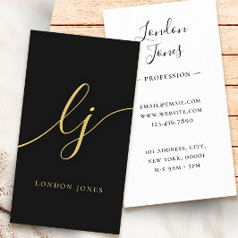 モノグラムブラック金ゴールドモダン書フェミニン跡 名刺