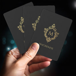 モノグラムブラック金ゴールドヴィンテージクレストエレガントイニシャル トランプ