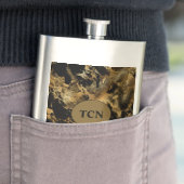 モノグラムブラック金ゴールド大理石アゲートグロムズマンギフト フラスク (インサイチュ)