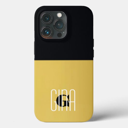 モノグラムブラック金ゴールド&かわいらしガーリーイニシャル Case-Mate iPhoneケース (裏面)